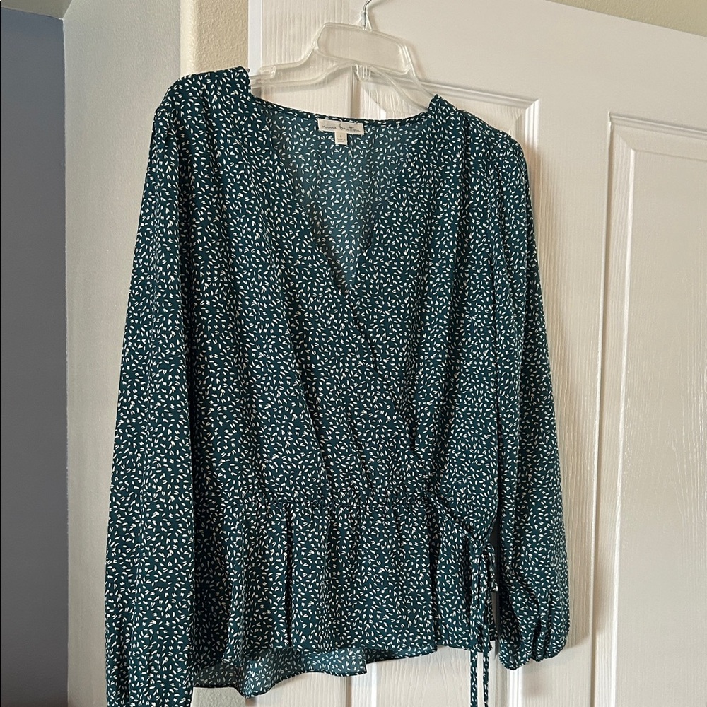 Nine Britton Teal Wrap Blouse